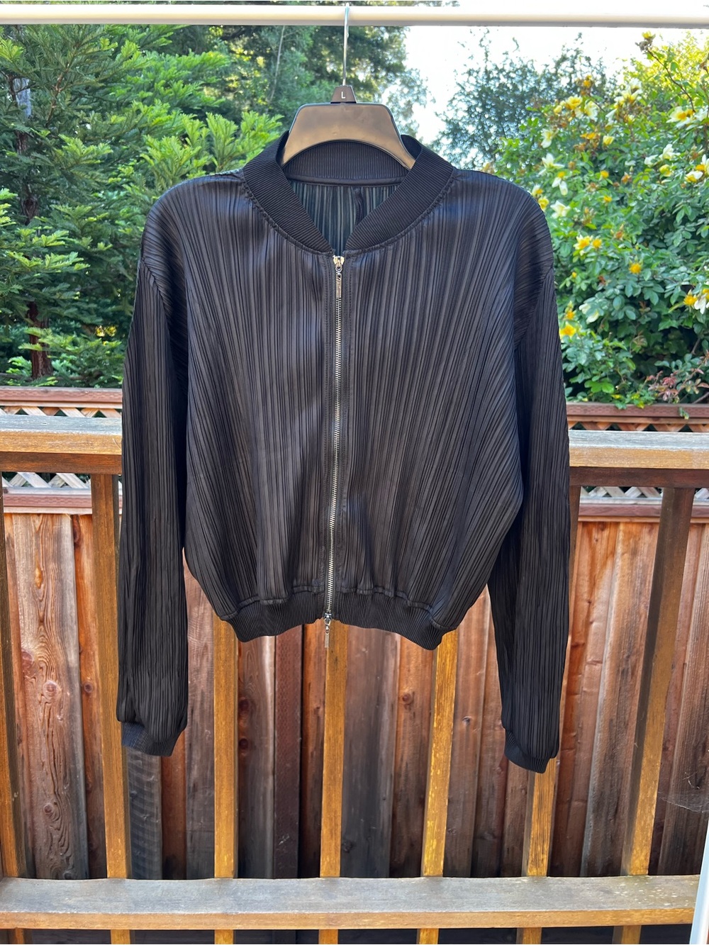 Black Pleated Bomber Jacket - Women